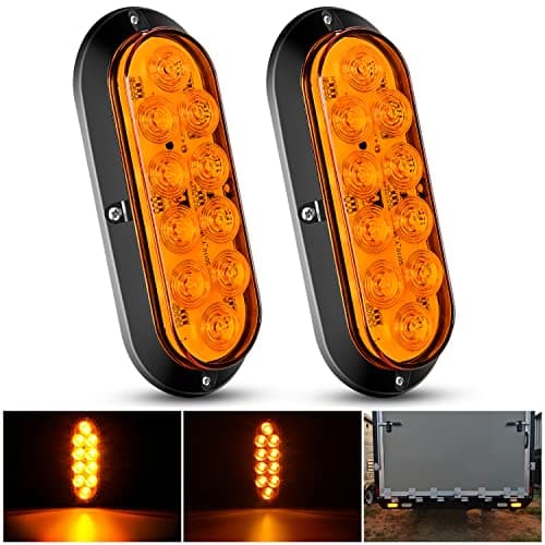 Nilight 6 Inch Oval Amber LED Trailer Tail Lights 2PCS 10 LEDs Waterproof Turn SignalsTrailers Lights for Truck RV Boat Bus Lorry Camper Van Caravan