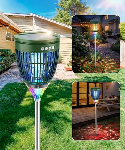Solar Bug Zapper Outdoor, Mosquito Zapper with IPX5 Waterproof Flame Light