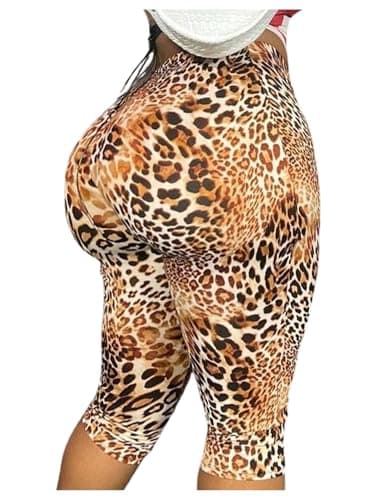 GORGLITTER Women's Leopard Capri Pants Leggings Cheetah Going Out Outfits