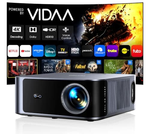 Outdoor-Projector-4K [VIDAA Live TV/40W Dolby/920 ISO] with WiFi6 and Bluetooth Compatible with Netflix, Smart Projector, AI Voice Control & Auto Focus, HDR10, Movie Proyector for Ceiling Home Theater