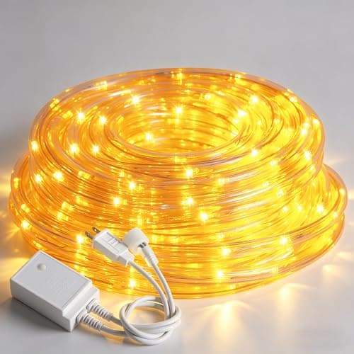50ft Rope Lights For Outside, Connectable & Flexible Tube Lights with 8 Modes Controller,Waterproof Orange LED Rope Lighting for Deck,Garden,Pool,Patio,Bedroom,Party,Indoor & Outdoor Landscape Light