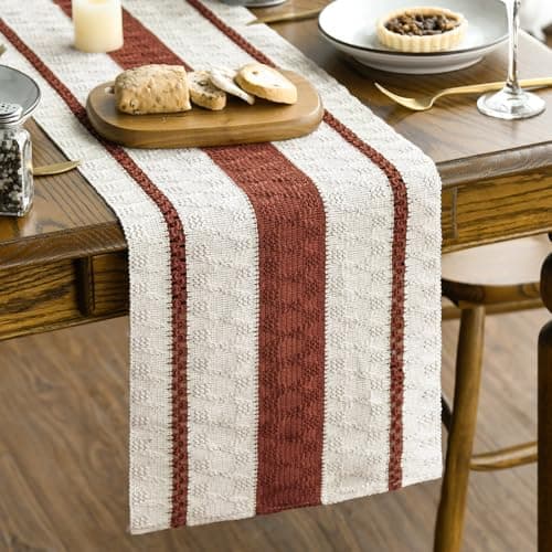 Artoid Mode Caramel Rustic Woven Table Runner 12x72 Inch