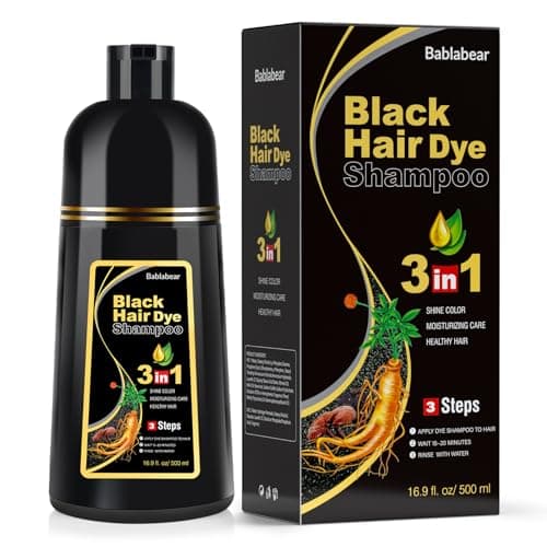 Bablabear Black Hair Dye Shampoo for Gray Hair,Hair Color Shampoo for Women and Men, Grey Coverage.500ml