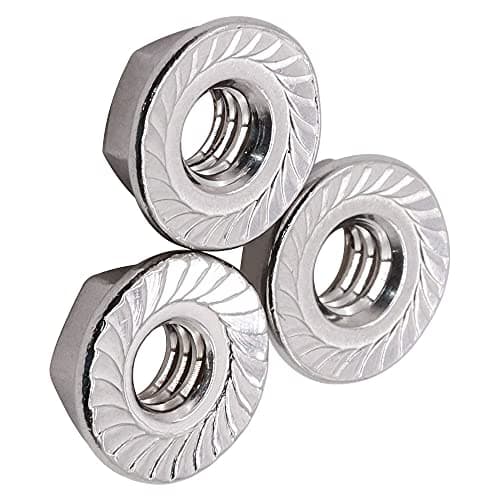 Glvaner 1/4"-20 Thread Size Stainless Steel Serrated Flange Hex Nuts Locknuts 304 Stainless Steel 18-8 100 Pack