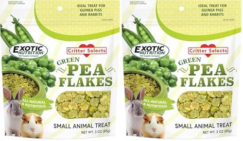 Exotic Nutrition Green Pea Flakes 3oz. - Healthy & Unique Treat - Rat, Degu, Prairie Dog, Chinchilla, Hedgehog, Parrot, Guinea Pig, Rabbit, Hamster (Pack of 2)