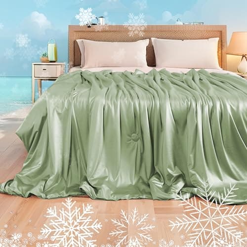 LaffyLo Cooling Comforter Full XL 78x87 for Hot Sleepers & Night Sweats, Lightweight Cool Touch Blanket for Bed, Dorm, Guest Room & Outdoor Camping, Trave, Sage Green