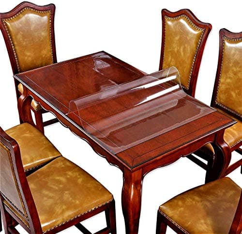 17 X 36 Inch Crystal Clear Table Protector Furniture Kitchen Dining Tabletop Coffee End Side Table Cover Wipeable Clear Plastic Tablecloth PVC Vinyl Tablecloths Thick Protective Desk Pad Mat Rectangle