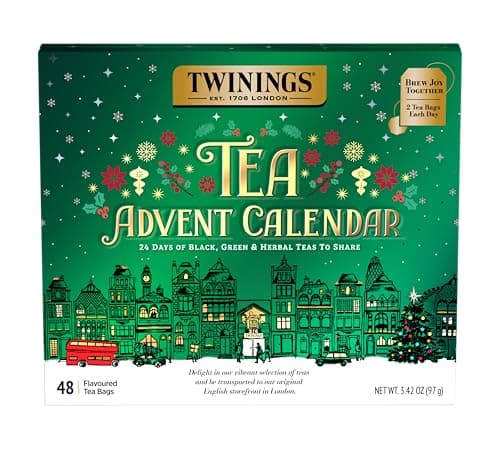 Twinings Tea Advent Calendar Gift Set, 24-Day Holiday Sampler with Black, Green & Herbal Teas, Christmas Countdown Box for Tea Lovers, Brew Joy Together, 48 Count (Pack of 1), 48 Tea Bags