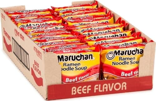 Maruchan Ramen Noodle Soup, Beef Flavor – Japanese-Style Instant Noodles, Quick & Easy Meal for Kids, Students & Busy Families – 3 Oz. (24 Pack)