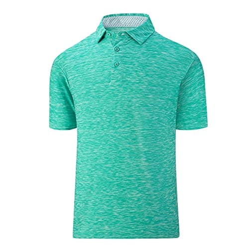 SAMERM Mens Golf Shirt Moisture Wicking Quick Dry Short Sleeve Casual Golf Polo Shirts for Men(Aqua,S)