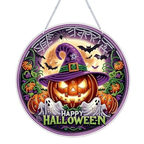 TSRUVYL Halloween Diamond Art Painting Kit for Adults Hanging Suncatchers