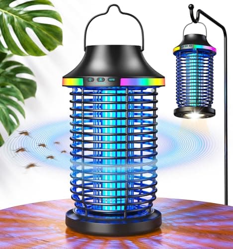 Bug Zapper Outdoor Cordless, 2026 Upgraded 4200V Electric Mosquito Zapper 5 in 1 Rechargeable Bug Zapper Outdoor Waterproof with 5000mAH Battery, Portable Fly Zapper Insect Zapper for Patio Camping