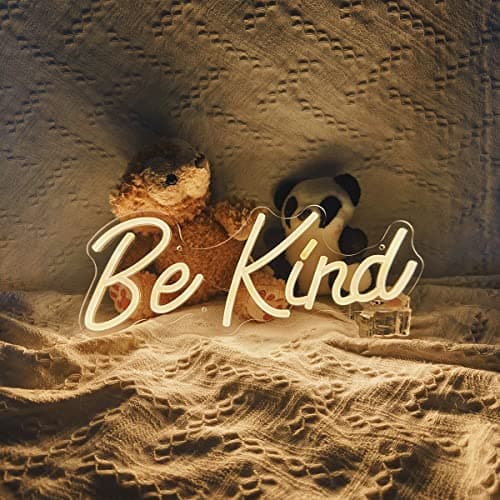 Voncitedn Be Kind Neon Sign, Dimmable LED Neon Light Signs for Wall Decor, USB Powered LED Sign for Bedroom, Office, Beauty Bar,Shop Decoration, Neon Signs Gift for Teen Girls 14.6x5.7 Inch Warm White