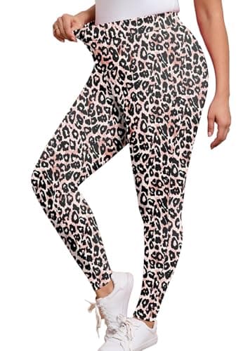 AusLook Plus Size Leggings for Women 26 Inch High Waisted Tummy Control 1X Yoga Pants Soft Stretch Workout Lounge Pants