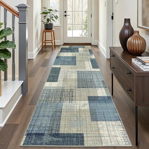 Ailyei Washable 2x10 Runner Rug for Hallway Kitchen Bedroom, Blue