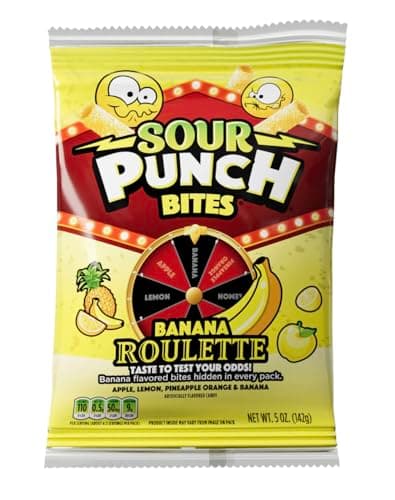Sour Punch Banana Roulette Chewy Candy, 5 oz Bag