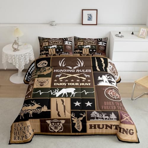 Feelyou Deer Bedding Set Toddler Size for Kids Deer Hunting Comforter Set Boys Girls Hunting Gifts Bedding Set Deer Antlers Duvet Insert Microfiber Bed Set