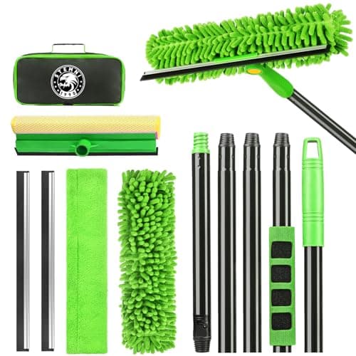 Stemni 4-in-1 Window Cleaning Kit with Storage Bag, 79'' Window Squeegee Cleaner Tool with Extension Pole, Professional Window Washing Equipment for Home, Outdoor Windows, Glass, Shower, Commercial