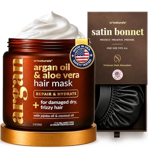"artnaturals Hair Mask for Dry, Damaged Hair - Deep Conditioning Treatment � Argan Oil & Jojoba Treatment � Repair Mask for Curly, Frizzy Color-Treated Hair, For Hydrating Growth Repair Moisturizing"
