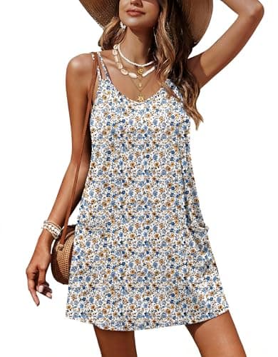 Ekouaer Swimsuit Coverup for Women Sleeveless V Neck Bathing Suit Cover Up Summer Swimwear Beach Cover Ups with Pockets