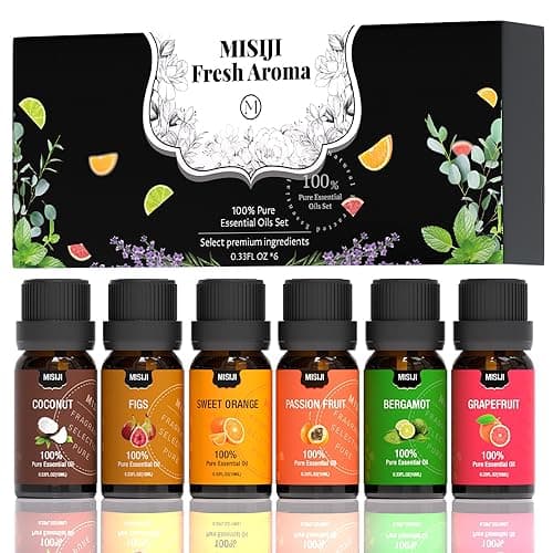 MISIJI Fruity Essential Oils for Diffuser for Home,Diffuser Oils for Candle Making, Laundry,Humidifier,Aromatherapy Oils Scents,6 * 10ML