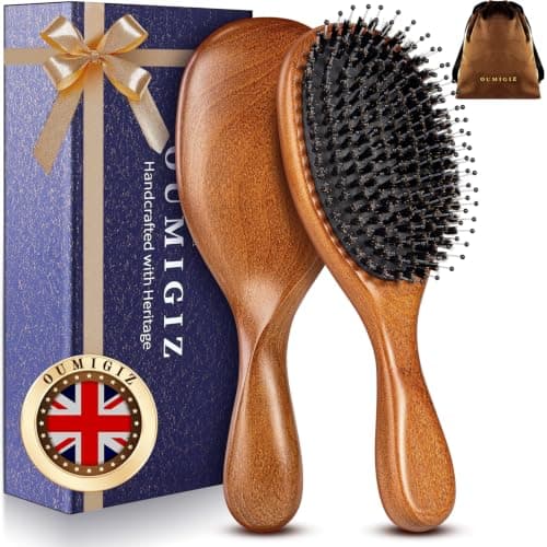 OUMIGIZ Boar Bristle Hair Brush British Craftsmanship Handmade Slick Back