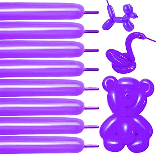 Dark Purple Long Balloons for Balloon Garland Thickened Latex, Purple 260 Balloons 100 Pack, 260Q Balloon, Purple Long Balloons for Balloon Animals