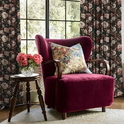 RYB HOME Green Floral Velvet Curtains 102 Inch Long for Bedroom Living Room