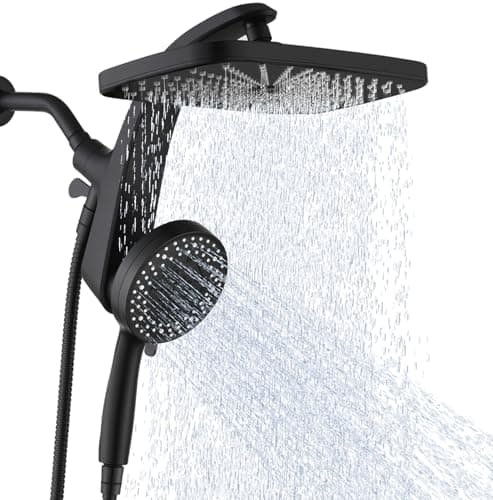 Rain Shower Head with Handheld Showerhead, Black 1.75GPM 460311