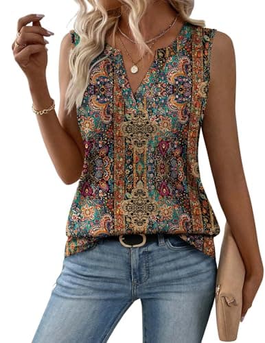 Zeagoo Womens V Neck Tank Tops 2026 Summer Tops Casual Sleeveless Shirts Loose Fit Dressy Business Work Clothes
