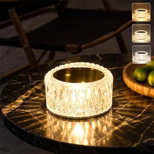 PRYZALO Portable Crystal LED Table Lamp，3 Color Changing Night Light， USB Diamond Touch Table Lamp for Bedroom Living Room Party (3 Colors)