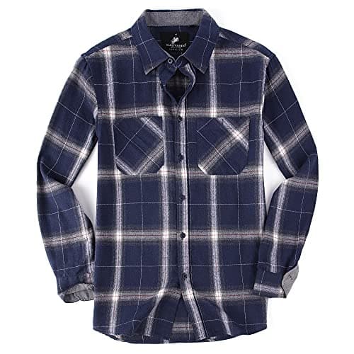 Mens Button Down Regular Fit Long Sleeve Flannel Shirt,Royal/White,S