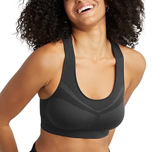 Champion Women's The Infinity Racerback Sports Bra, Moderate Support, Seamless, Moisture-Wicking, Black, Large
