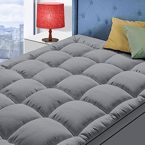MATBEBY Extra Thick Twin Mattress Topper, 39"x75", Dark Grey, Breathable, Quilted Fitted, Deep Pocket, Machine Washable