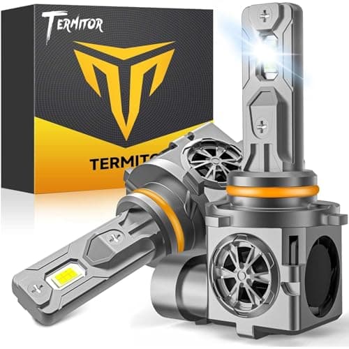 Termitor 9005 Light Bulbs, 50,000LM Ultra Intense Output, 1:1 Halogen Size, 6500K Cool White, 85K+ Hrs Lifespan with Cooling Fan, Plug and Play for 9005/HB3 Bulbs, Pack of 2