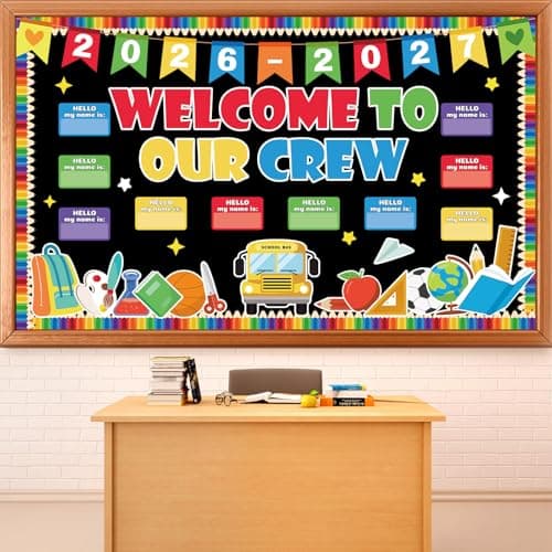 Welcome to Our Crew Classroom Bulletin Board Set Pencil Notebook Welcome Back to School Bulletin Board Decorations First Day of School Theme Classroom Cutouts Preschool Chalkboard Wall Decor