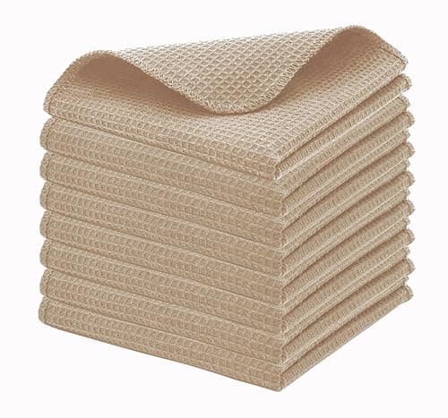 PurpleEssences Solid Kitchen Cloths, Dish Cloth 12x12 Set of 8 - Beige