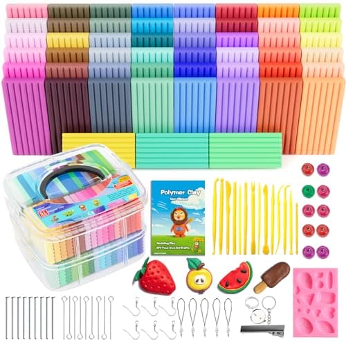 CiaraQ Polymer Clay Starter kit, Oven Bake Modeling Clay with Sculpting Tools, 51 Colors, 2.84 lbs
