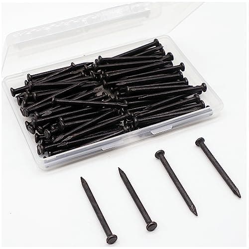 QYIMLI Hardware Nails, 2 Inch Flat Head Steel Long Nails Hardware Black Finishing Nail, Wall Hanging Nail for Picture Hanging, Wood, Wall, Plaster Concrete Art Frame (100pcs)