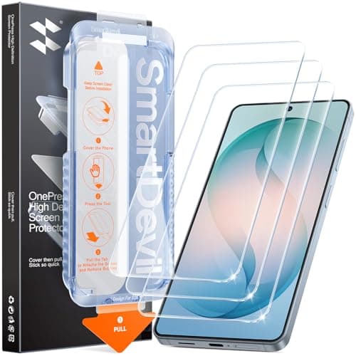 SMARTDEVIL 3 Pack for Samsung Galaxy S26 Screen Protector, Finger Print Reader Compatible, Fast & Easy Installation, Clear 9H Tempered Glass Film, Alignment Frame [Dust-Free & Bubble-Free]