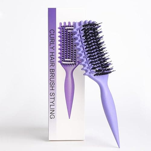 Curl Defining Brush for Curly Hair, Flexi Vented Brush for Faster Drying Hair, Detangling and Shaping to Reduce Pulling (Purple)
