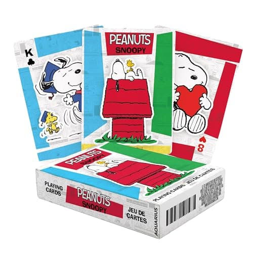 AQUARIUS Peanuts Snoopy Playing Cards - Snoopy Themed Deck of Cards for Your Favorite Card Games - Officially Licensed Peanuts Merchandise & Collectibles - Poker Size with Linen Finish