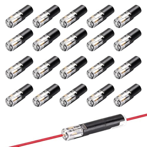 20Pcs Double Wire Plug in Connector,1 Pin Low Voltage Wire Connector with Locking Buckle,Quick Disconnect Led Light Strip Connectors for Automotive, LED Lights, DIY 18-22 AWG