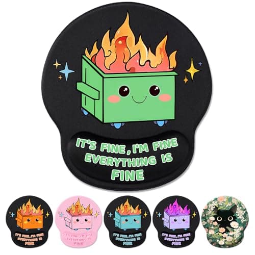Hancynir Funny Ergonomic Mouse Pad with Wrist Support, Dumpster on Fire Cute Mouse Pads Wrist Rest for Desk, Computer Mousepad for Gaming Laptop Work Accessories Home Office Supplies Decor