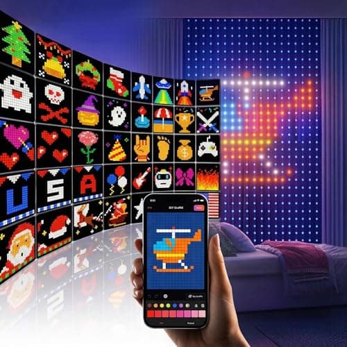 Smart Curtain Lights, 5 x 6.5 ft RGB LED Curtain Lights with App Control, 475 LEDs, 100+ DIY Patterns, 20+ GIF Scene Modes, Music Sync, IP65 Waterproof Lights for Bedroom, Window, Party, Outdoor Decor