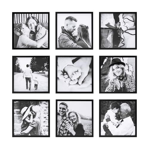 ArtbyHannah Square Picture Frame, Black Wall Hanging Photo Frame 8x8 Inch