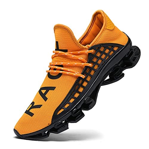 XIANV Men Trail Running Shoes Breathable Sport Athletic Tennis Walking Shoes (Yellow, Numeric_8)
