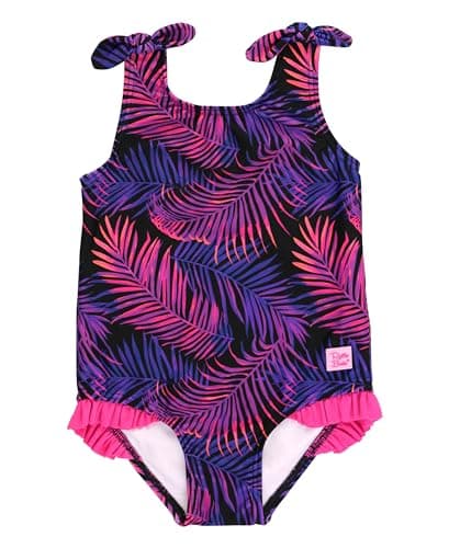 RuffleButts Girls UPF50+ Sun Protection Tie Shoulder/Cross Back One Piece Swimsuit - Marine Glow, 6-12m