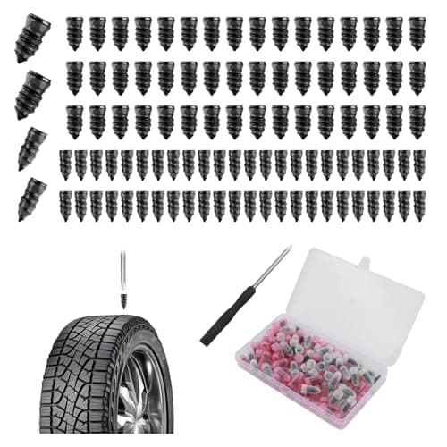 Purthog 100PCS Car Tire Plugs Kit,Self-Service Flat Tire Repair Kit Includes Large & Small Tires Repair Screws,Screwdriver,Universal Screw in Tires Plugs Kits Car Accessories for Puncture (100PCS)