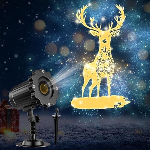 3D Dynamic Christmas Projector Lights Outdoor Indoor-2026 Upgrade Reindeer Christmas Decorations,Waterproof Holiday Projector Lights for Window Ground Roof Wall Yard Xmas Decor